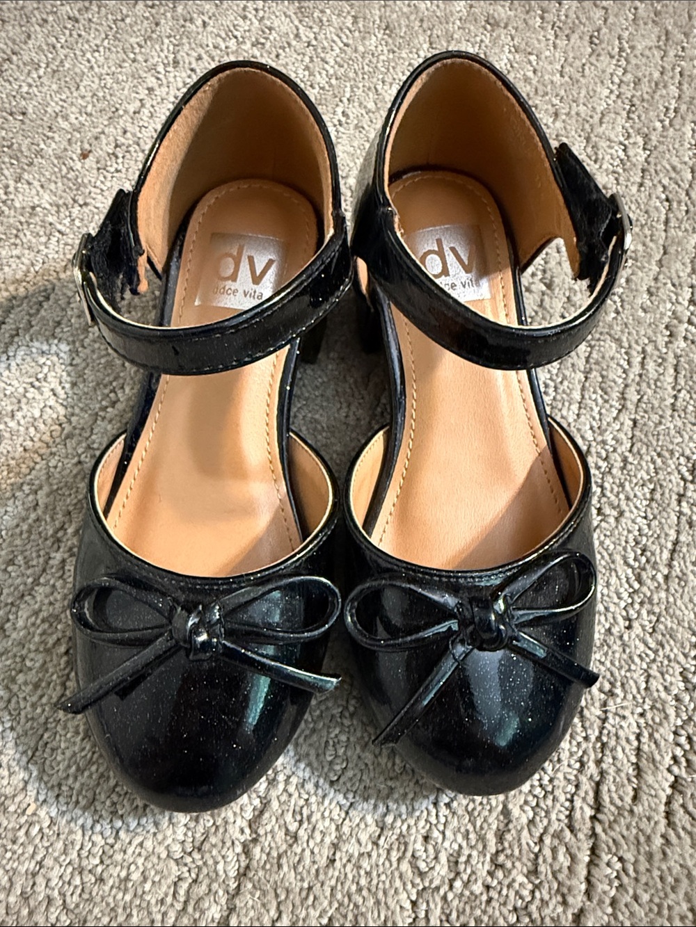 DV by Dolce Vita Girls Black Patent Mary Jane with Bow Accent